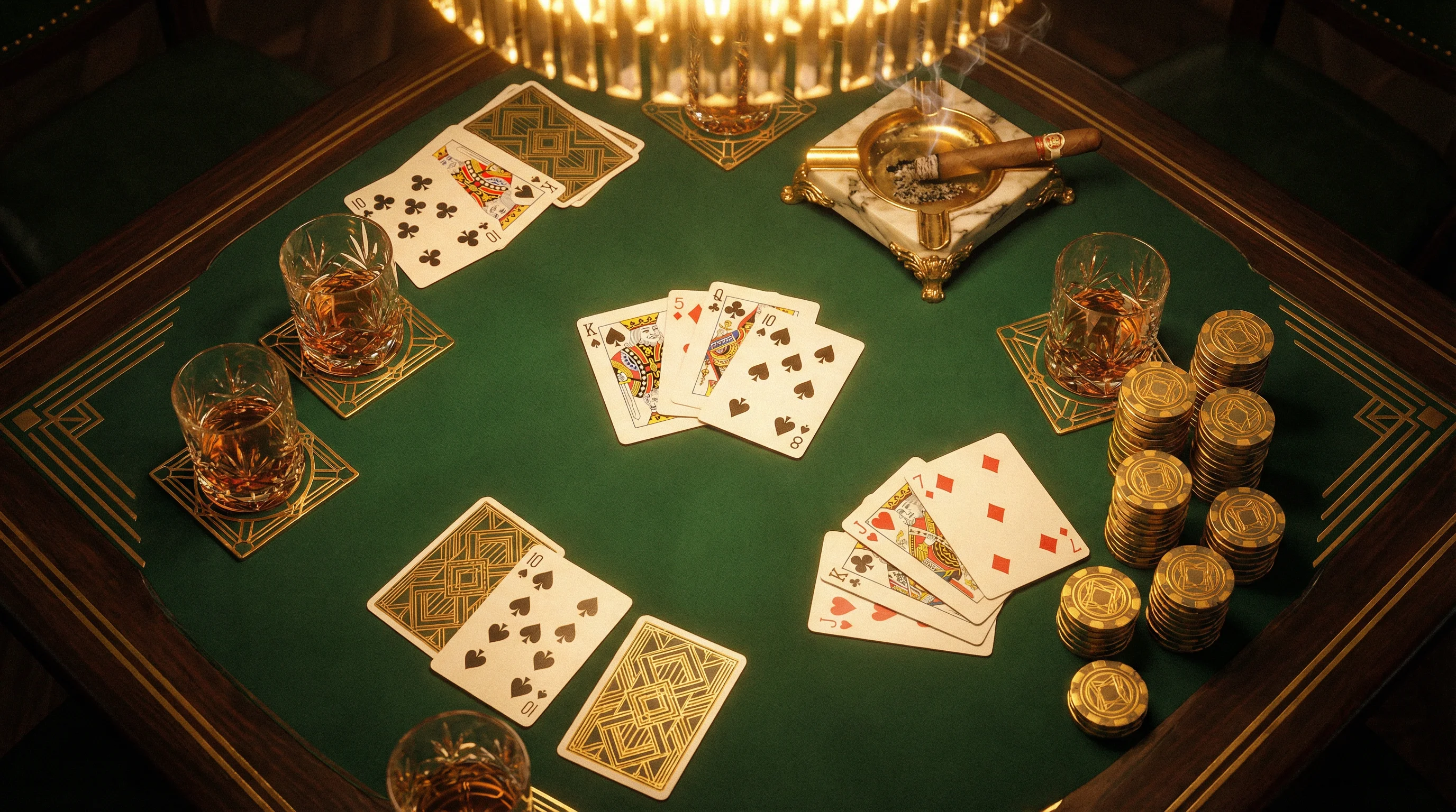 1920年代Art Deco风格炸金花牌桌 - 体验 大发棋牌 的经典魅力