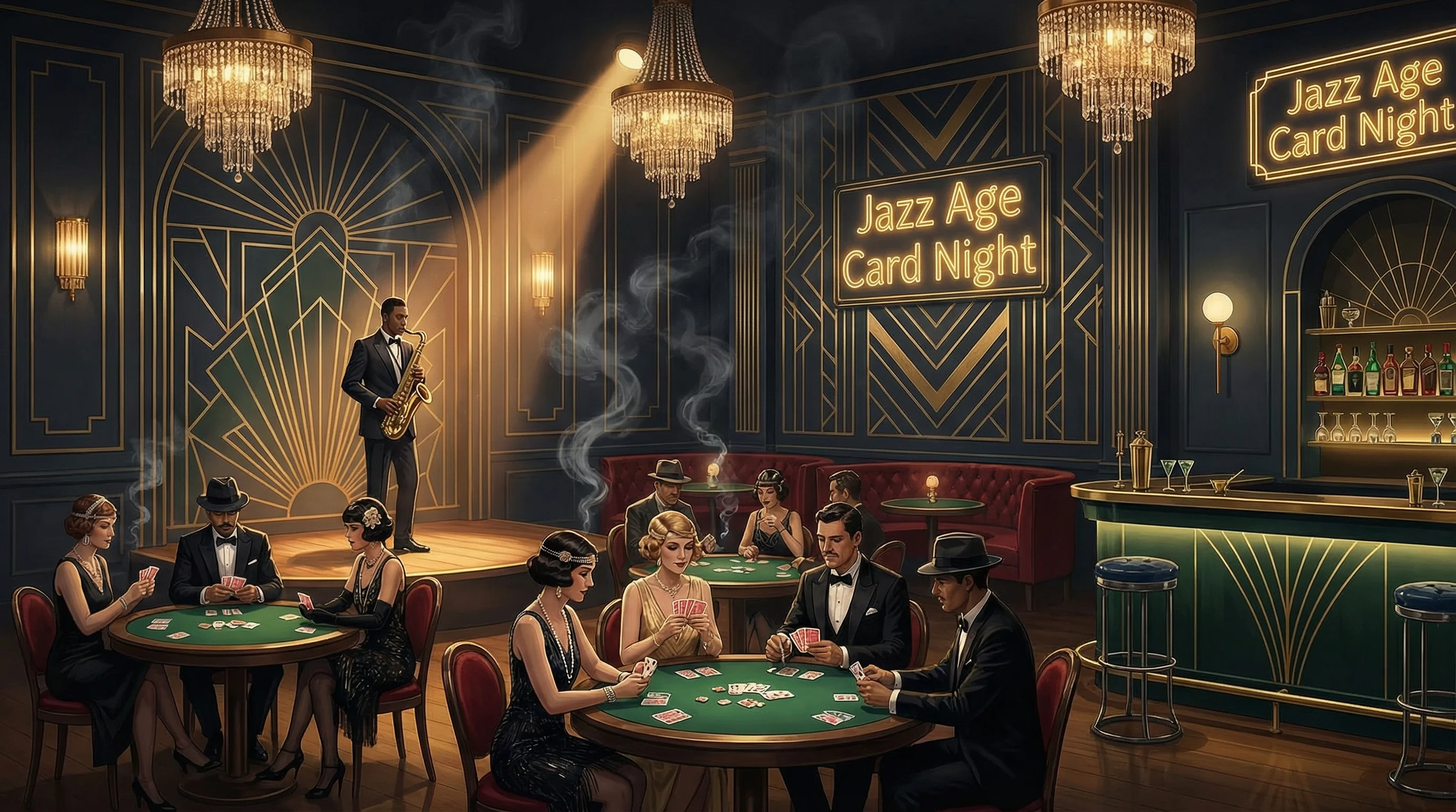 爵士酒吧棋牌夜游戏界面 - 体验 大发棋牌 的沉浸式牌局